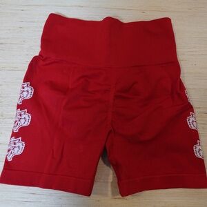 Red Wolf Graphic Seamless Biker Shorts High Waist Women’s Size S/M